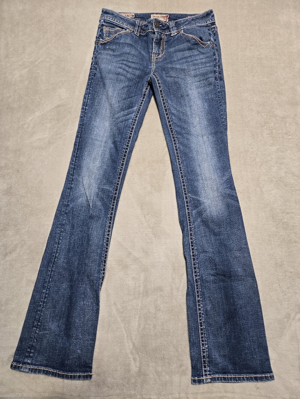 MEK Denim Lucknow Bootcut Jeans By BKE Buckle Fits Womens Sz 28x35 Flap Pockets
